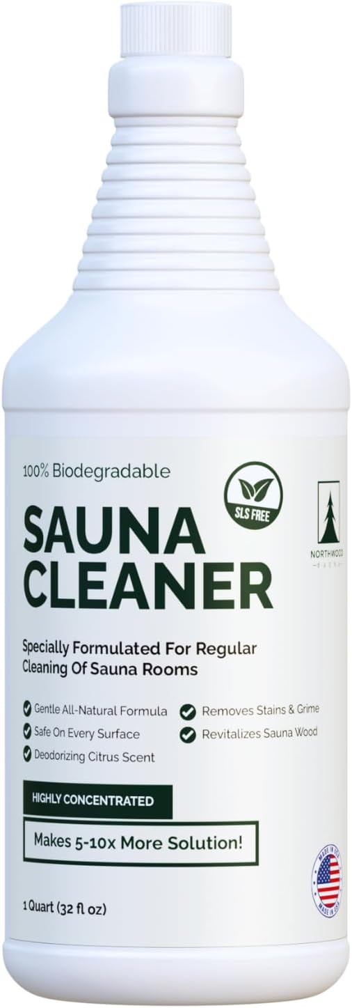 Sauna Cleaner - Natural Wood Cleaner & Deodorizer - Makes 10x More Solution - 1 Quart (32 Fl Oz)