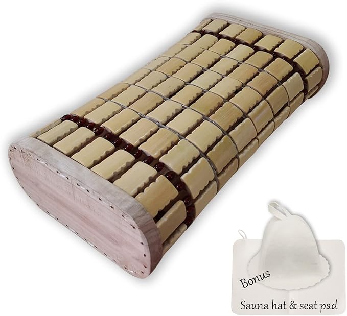 Bamboo Sauna Headrest Pillow, 100% Natural Handmade Wood Sauna Pillow