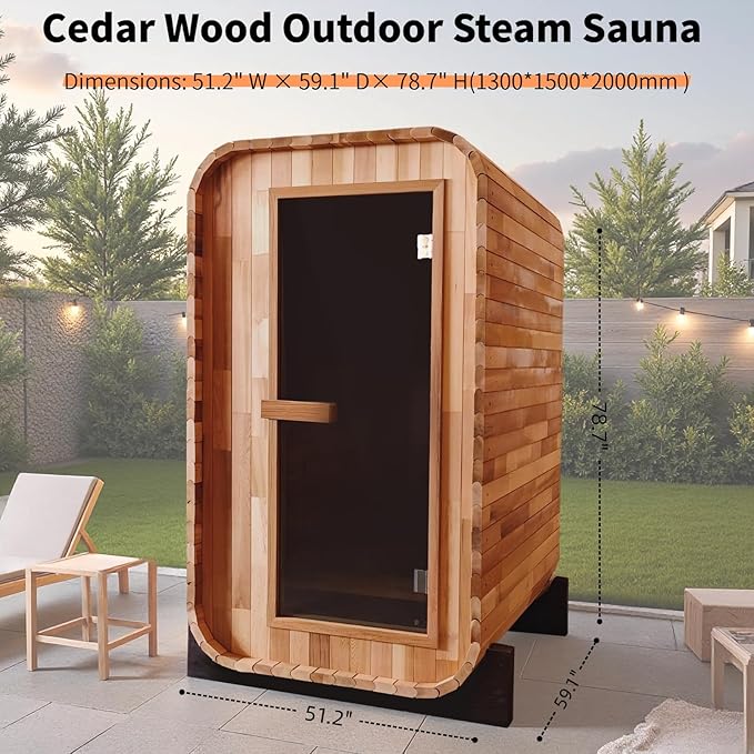 Outdoor Steam Sauna for 2 Person, Canadian Red Cedar Sauna Room - Image 2